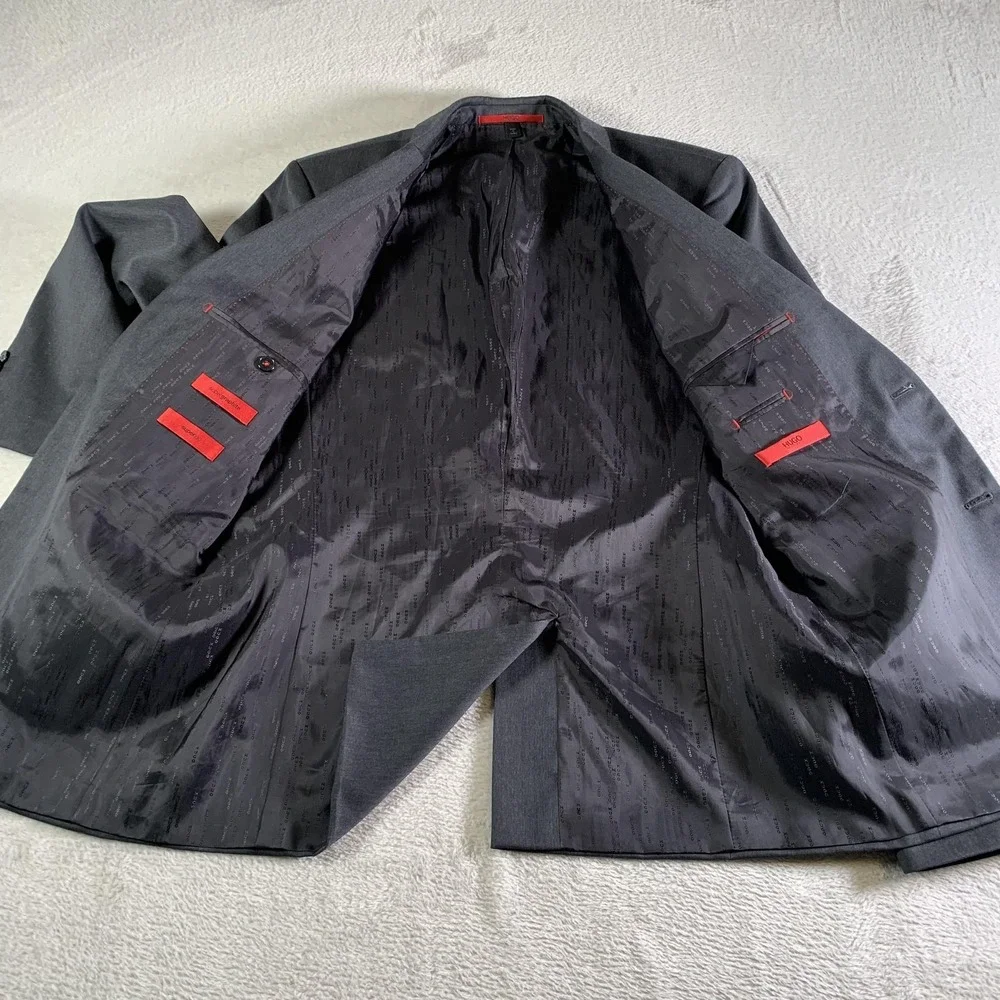 Hugo Boss Suit Jacket Mens 40R Gray Supergraphite Super 120s Wool Two‎ Button